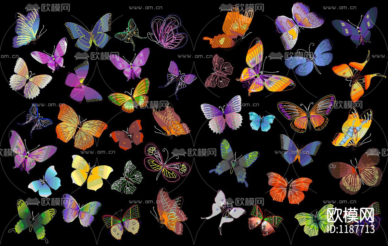 蝴蝶CAD图库下载（渲染图5）