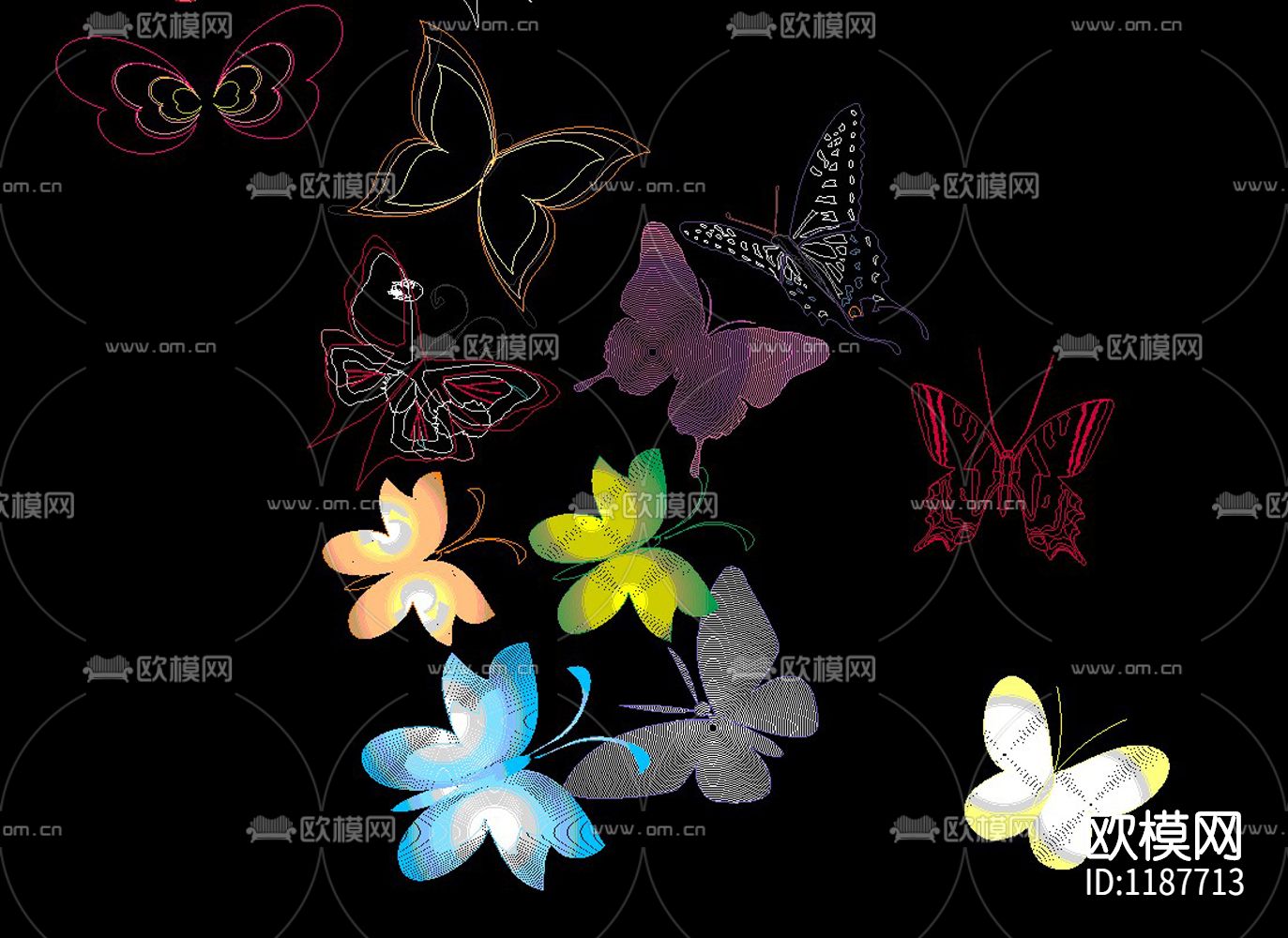 蝴蝶CAD图库下载（渲染图2）