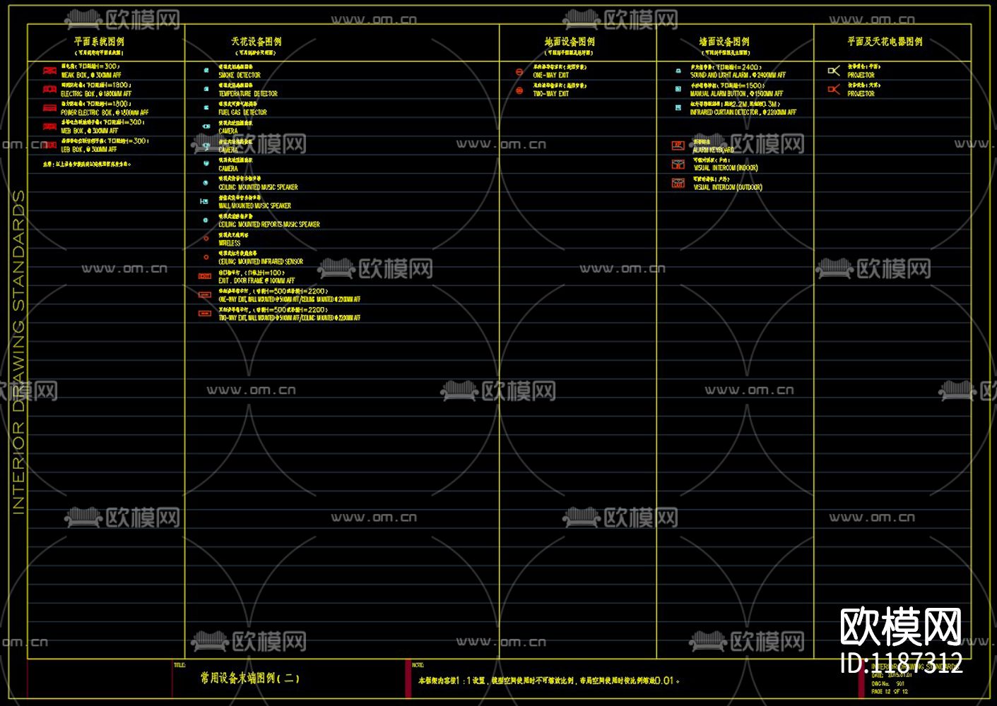常用开关面板及设备末端CAD图例下载（渲染图4）