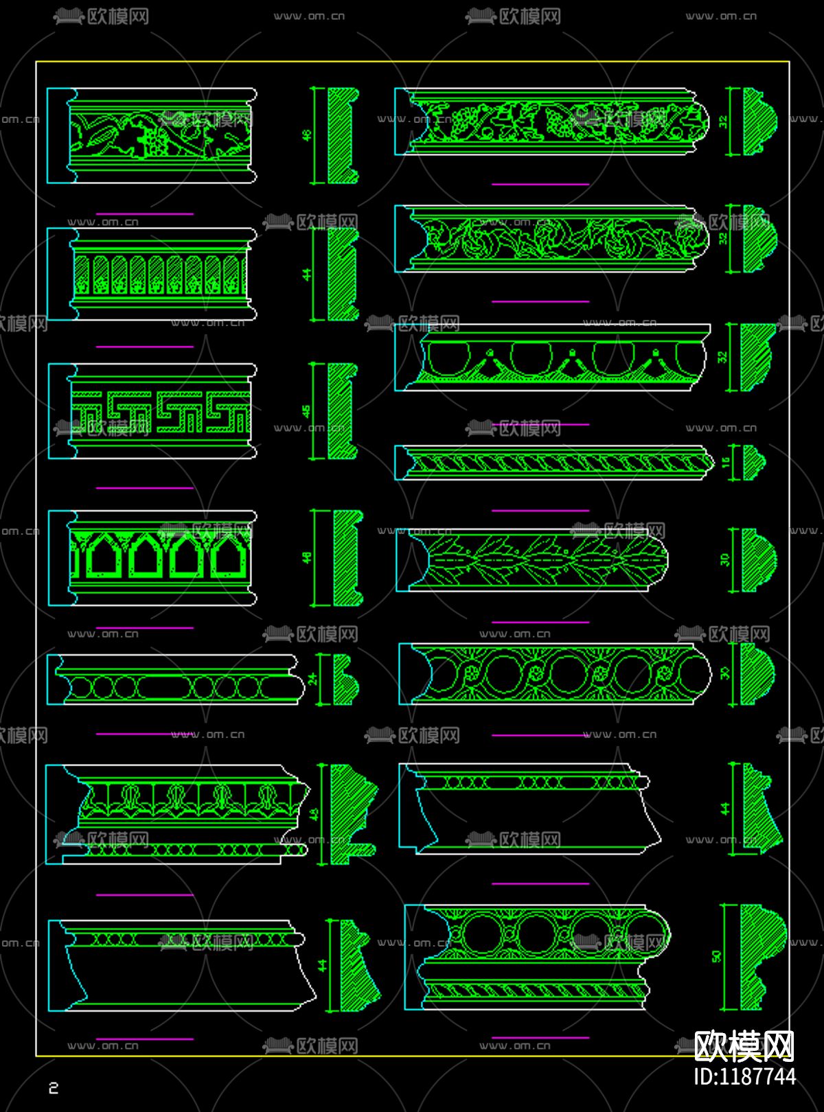 家装图块之雕花木线下载