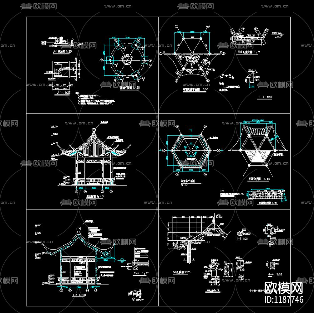 六角亭CAD施工图