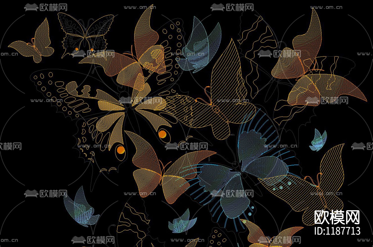 蝴蝶CAD图库下载（渲染图4）