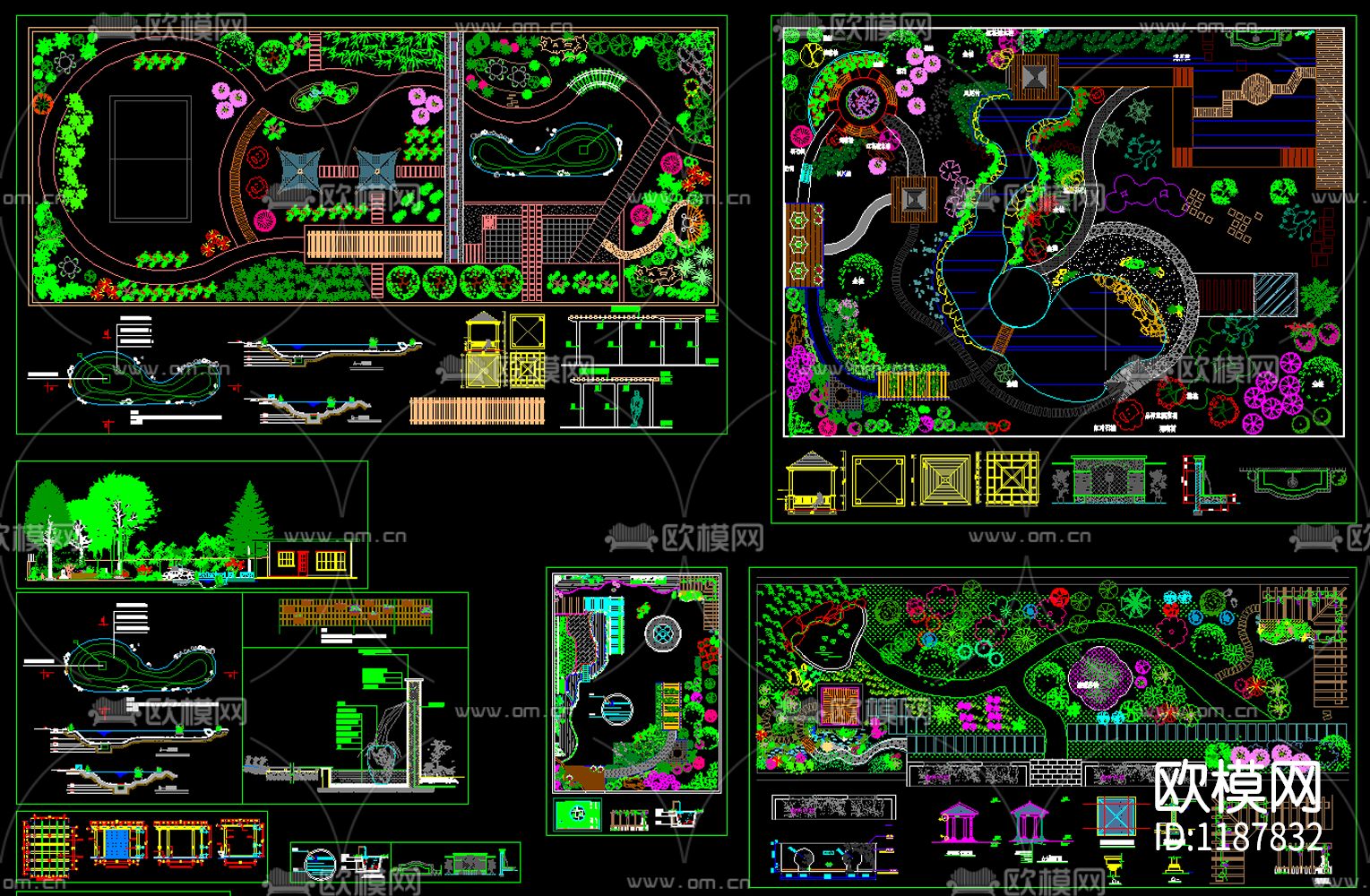 屋顶花园设计CAD图库下载（渲染图1）