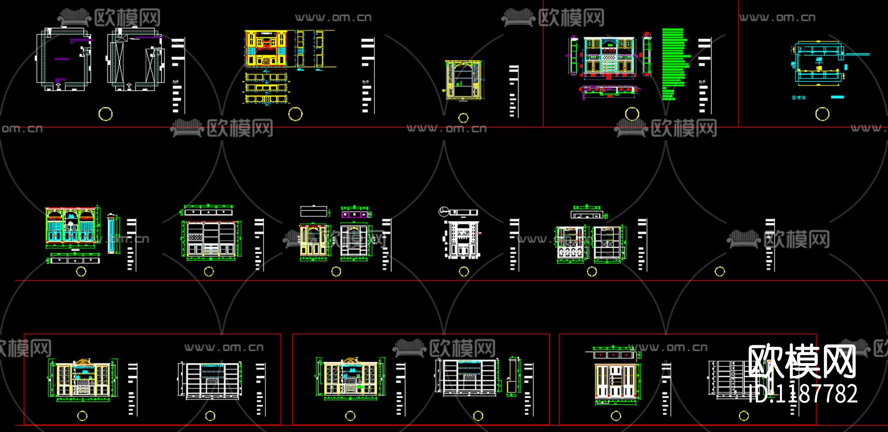 精品100余个酒柜酒窖CAD图纸下载（渲染图4）