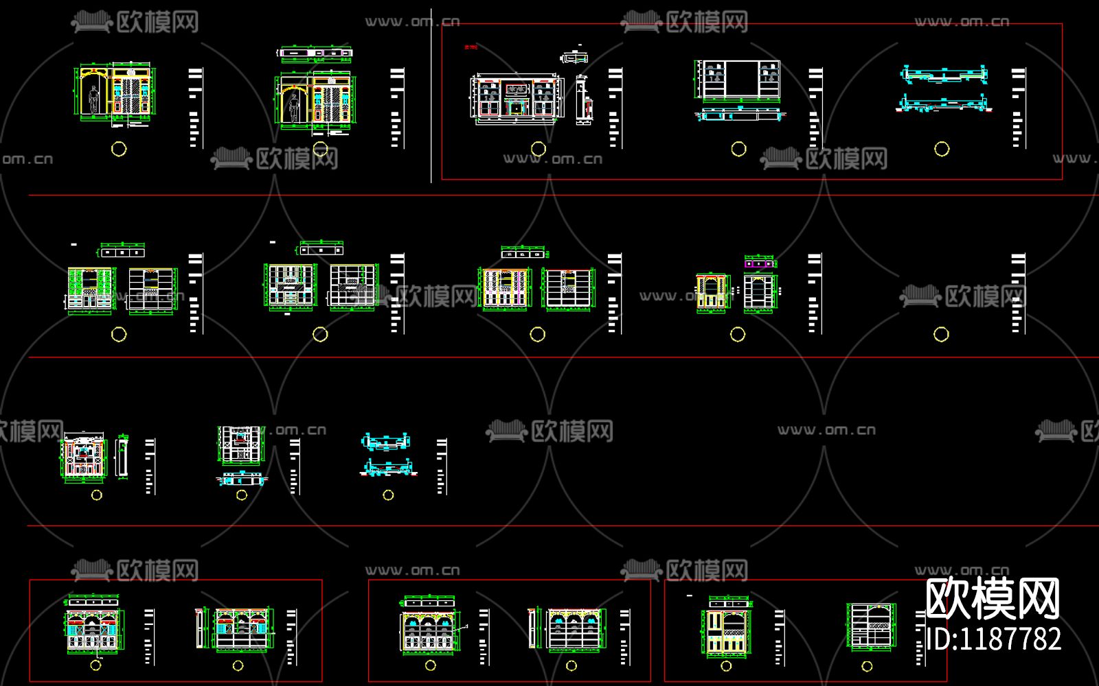 精品100余个酒柜酒窖CAD图纸下载（渲染图3）