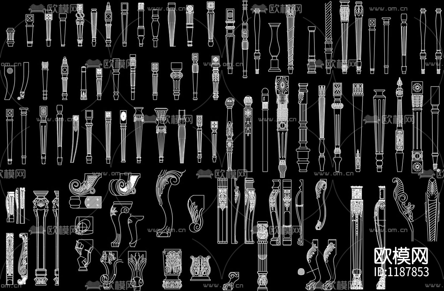 欧式腿样素材CAD图库下载（渲染图7）