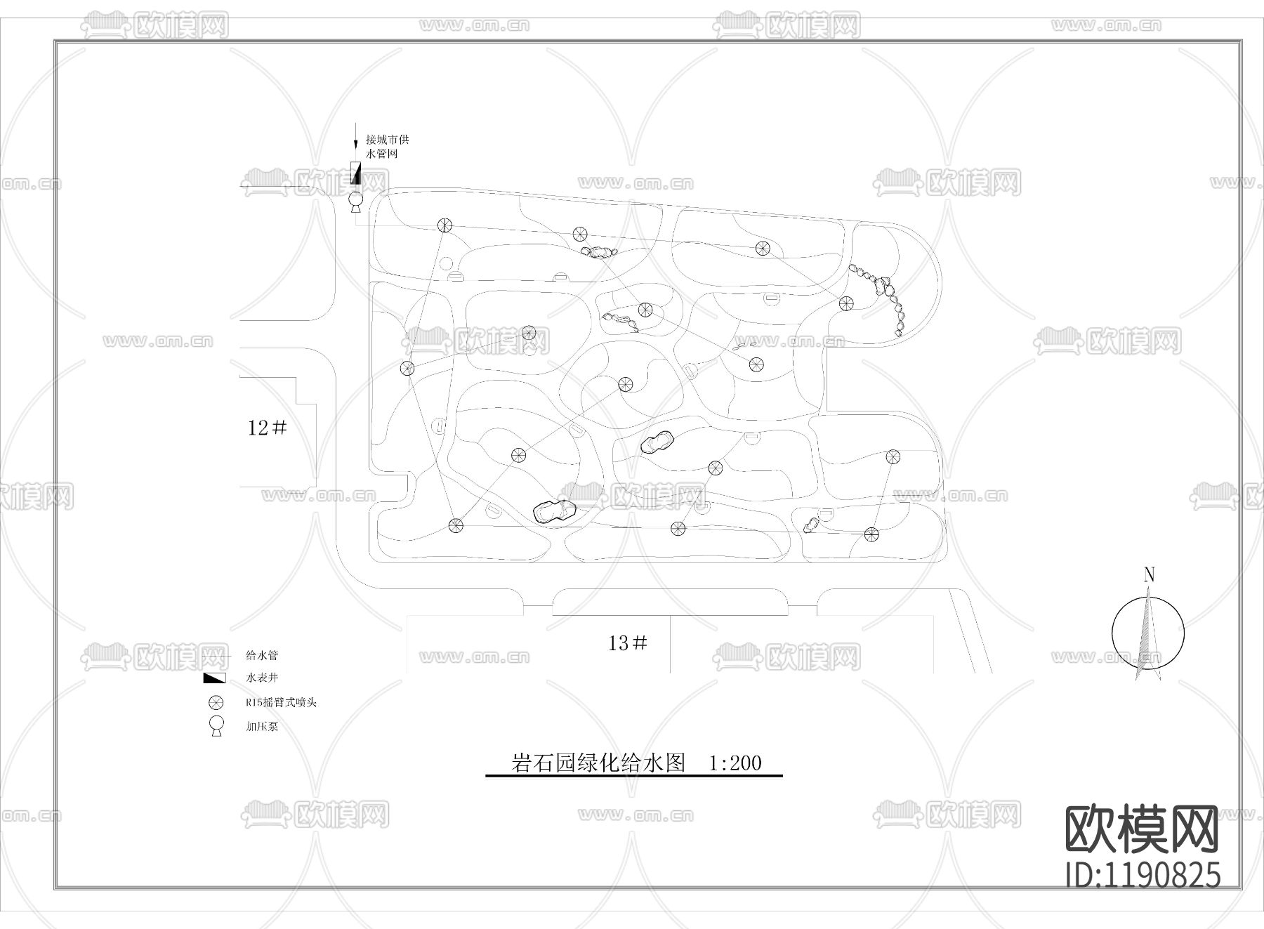 岩石园绿化cad施工图下载（渲染图3）