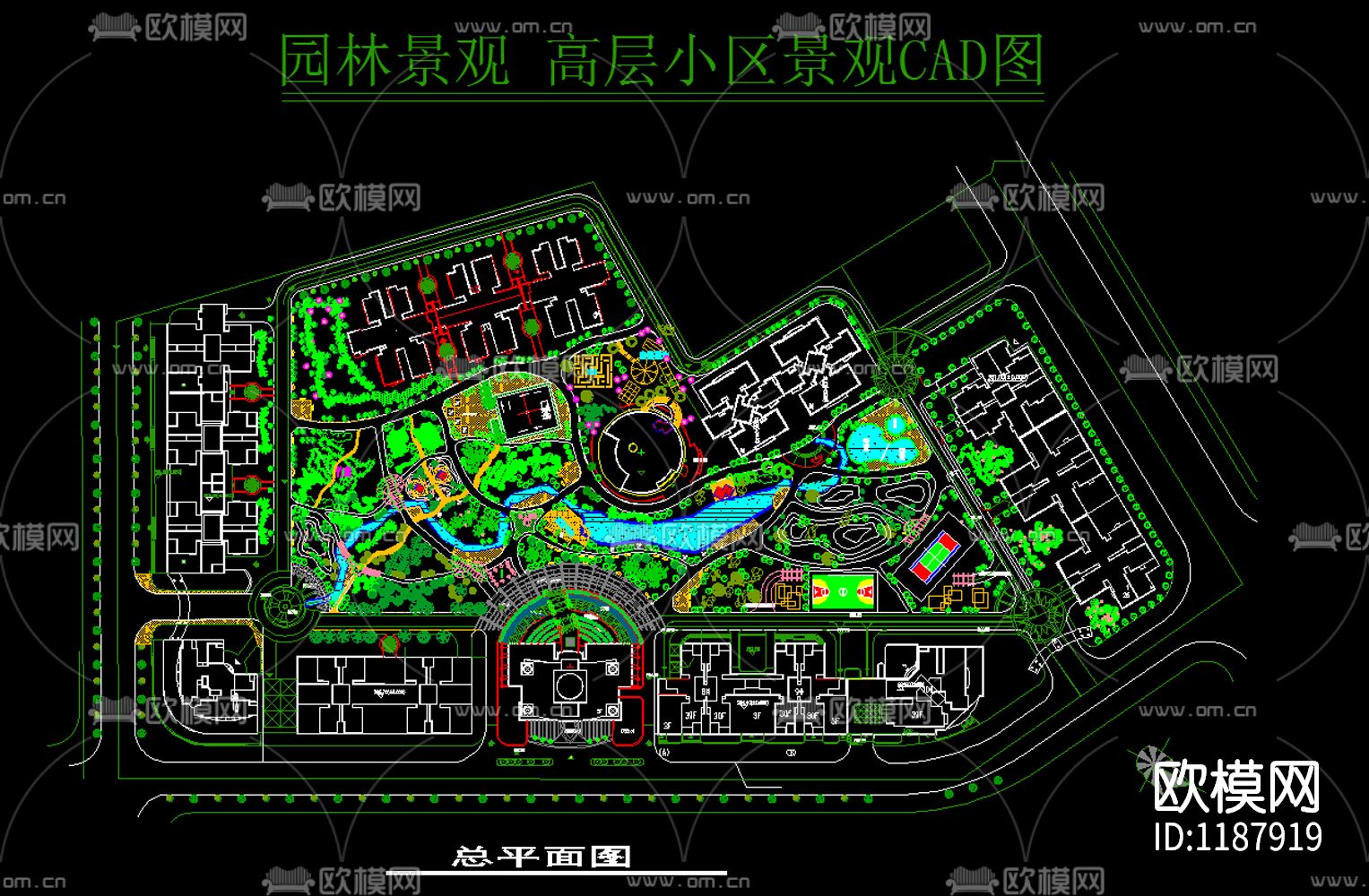 园林景观 高层小区景观CAD图下载
