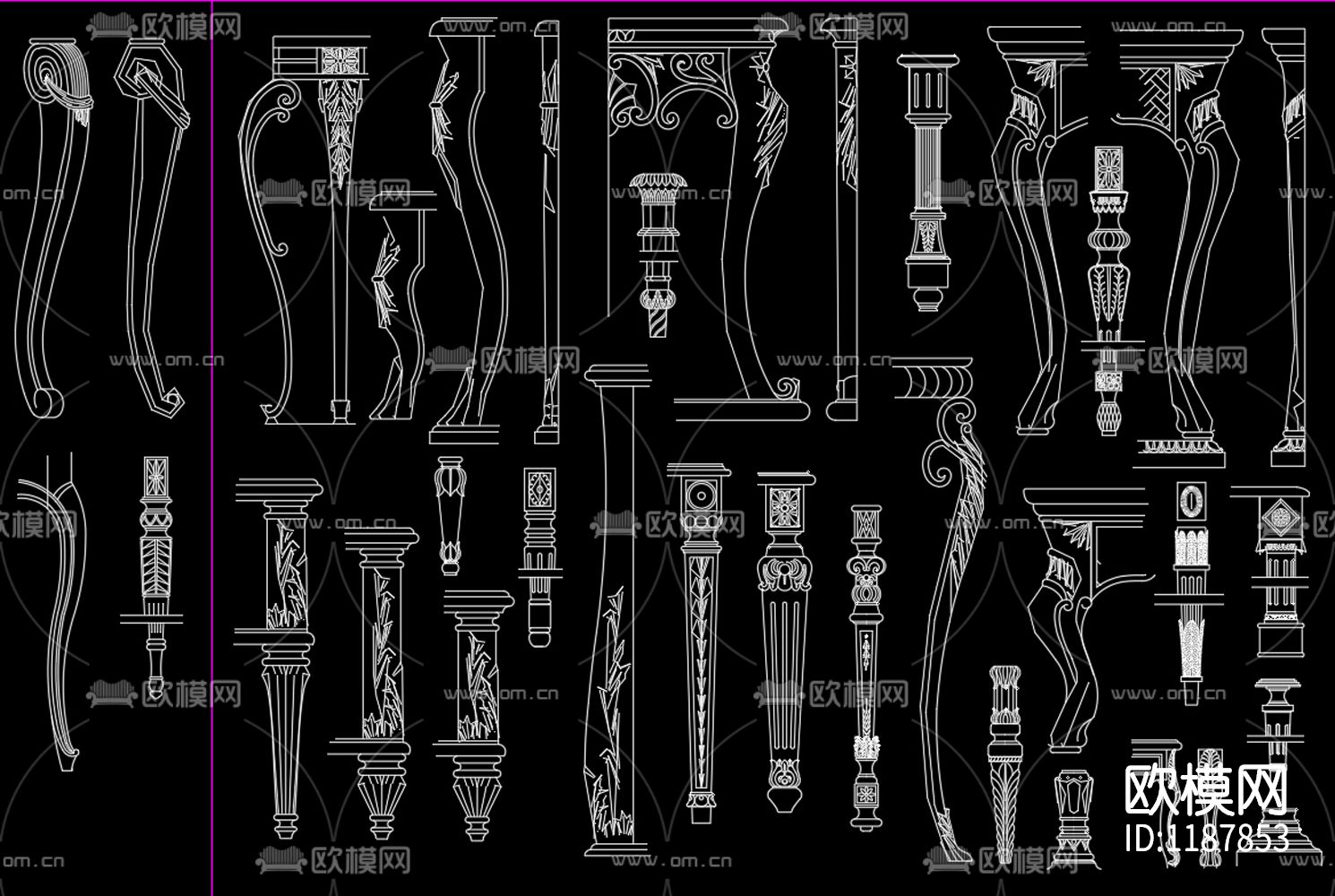 欧式腿样素材CAD图库下载（渲染图8）