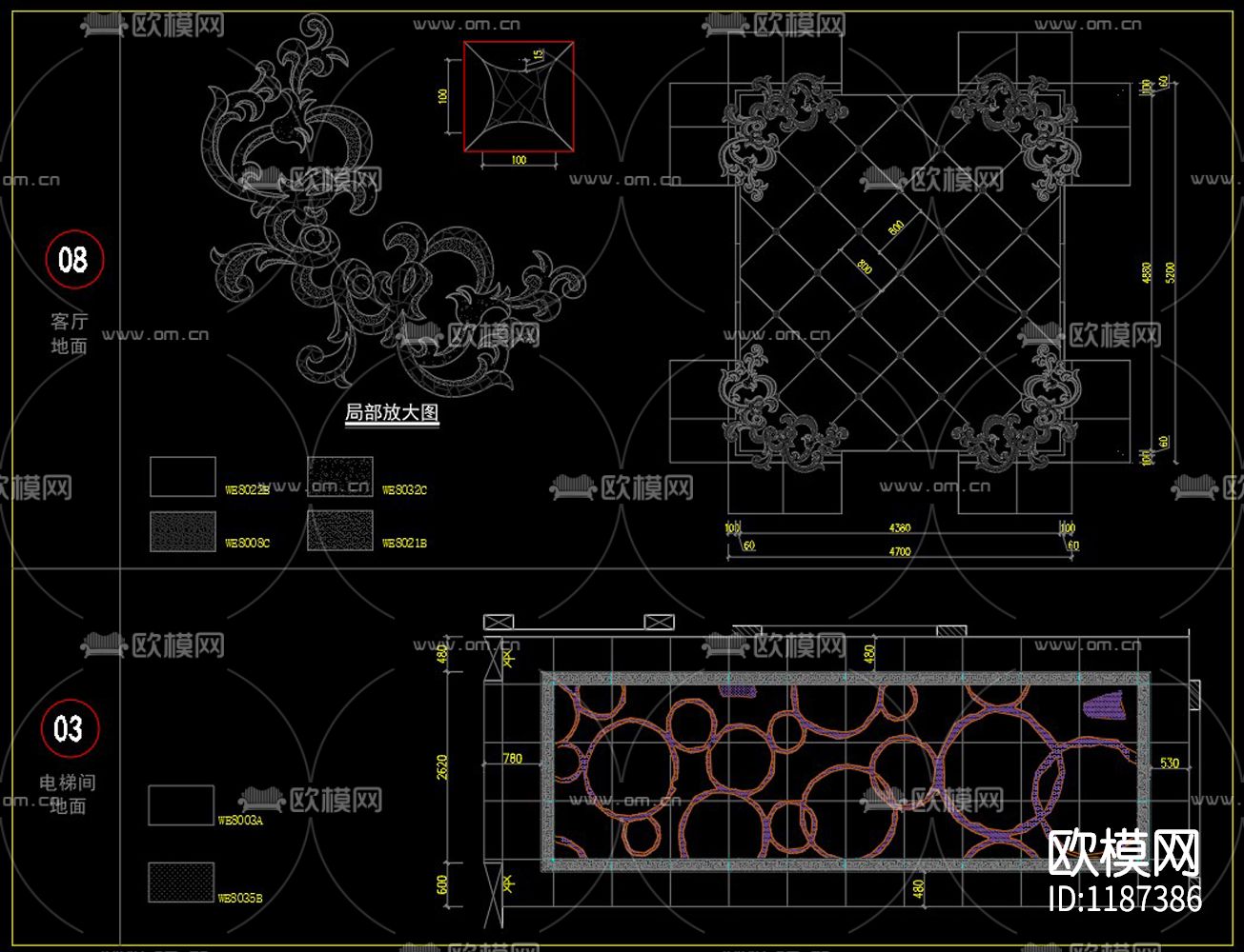 地面拼花CAD素材总汇下载（渲染图3）