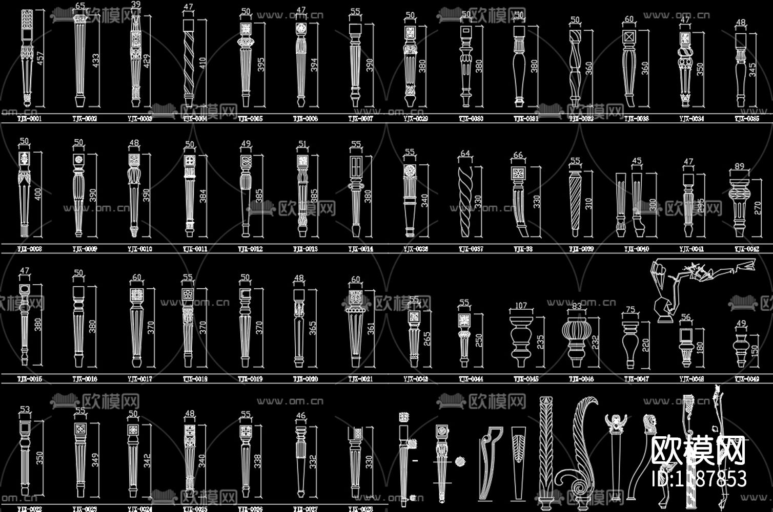 欧式腿样素材CAD图库下载（渲染图6）