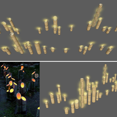 现代创意竹筒竹子草坪灯su模型