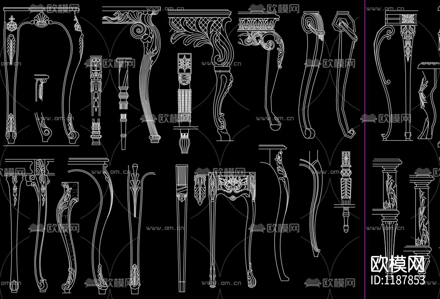 欧式腿样素材CAD图库下载（渲染图4）