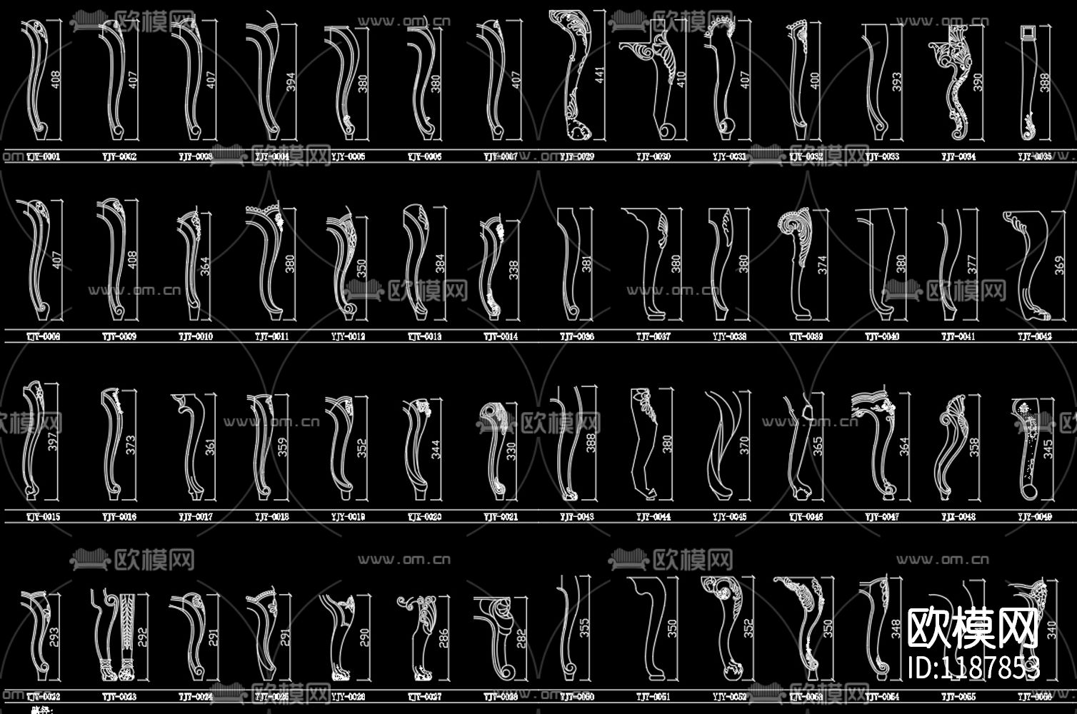 欧式腿样素材CAD图库下载（渲染图5）