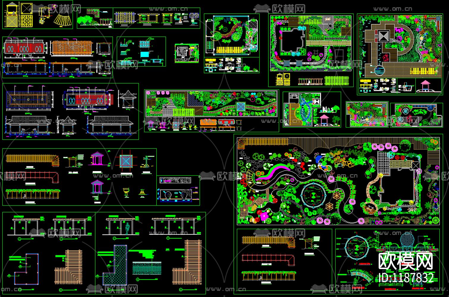 屋顶花园设计CAD图库下载（渲染图2）