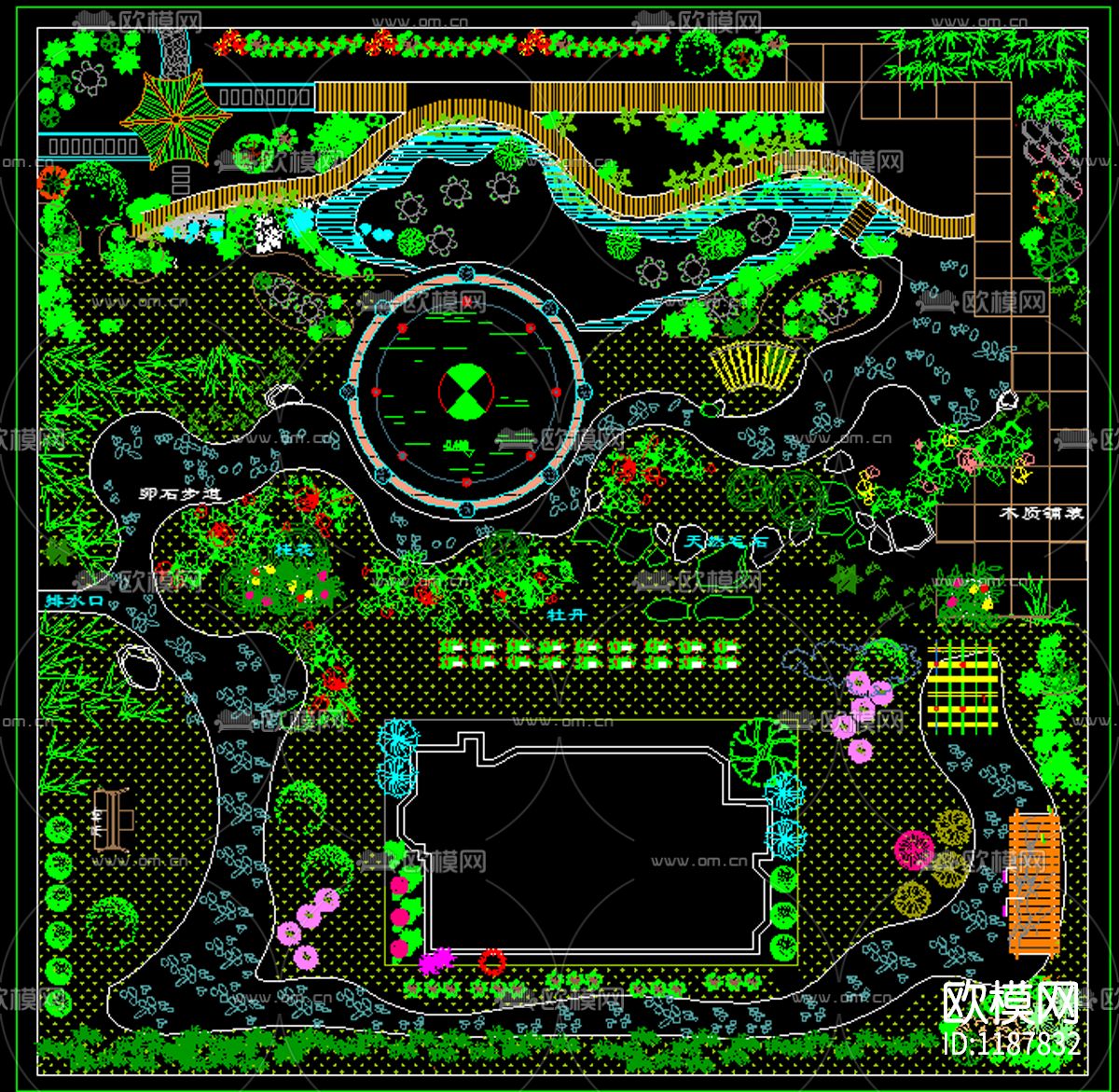 屋顶花园设计CAD图库下载（渲染图3）