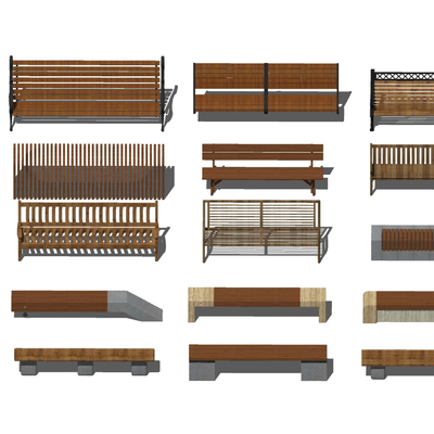  现代户外公园公用椅su模型 