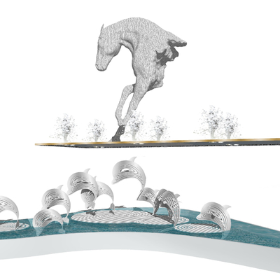 现代海豚水景喷泉雕塑小品su模型