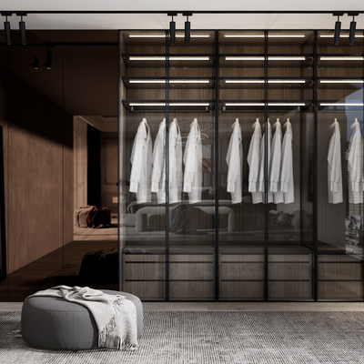  现代衣帽间su模型 