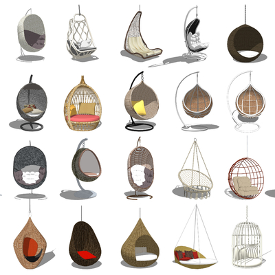  现代吊椅组合su模型 