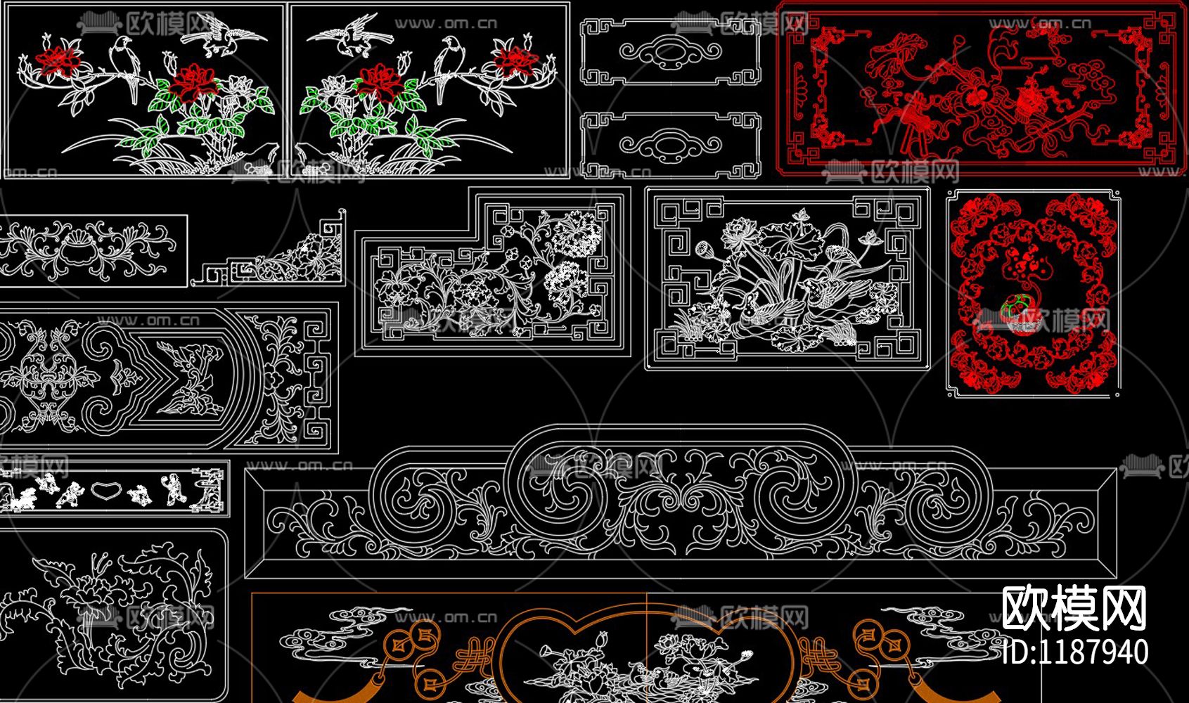 中式雕花CAD图库下载（渲染图3）