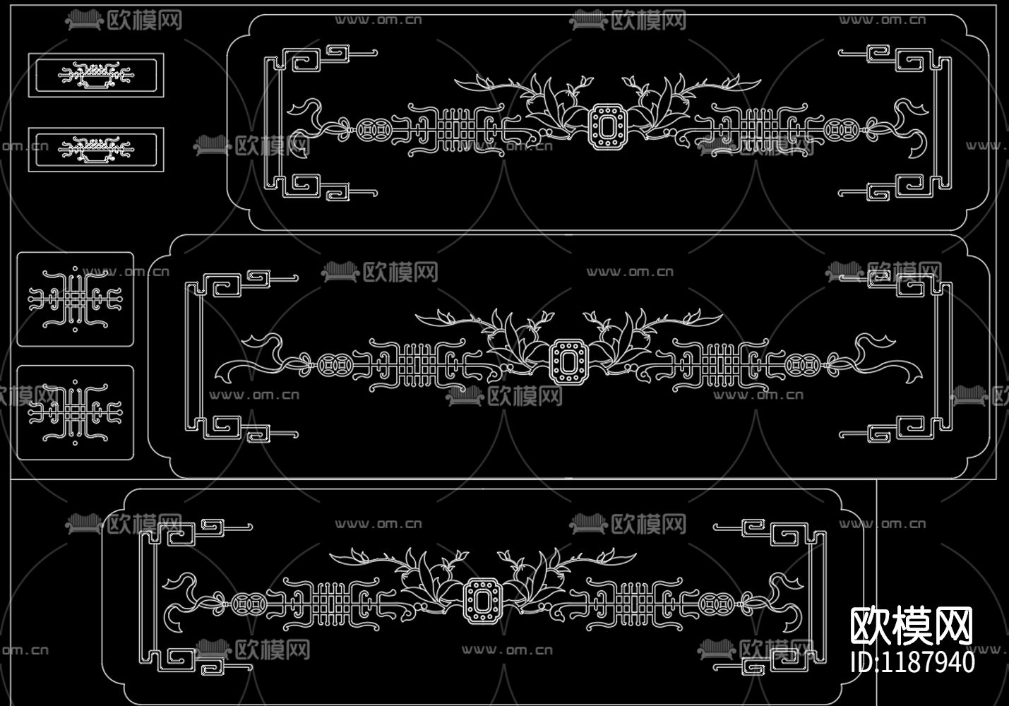 中式雕花CAD图库下载（渲染图1）