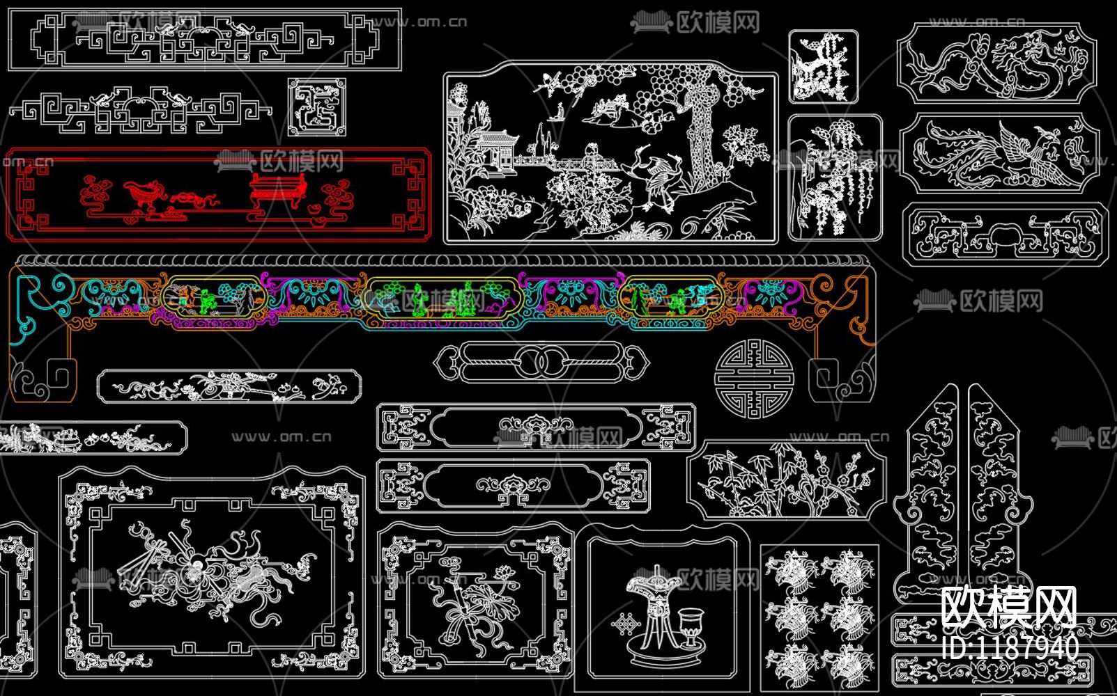 中式雕花CAD图库下载（渲染图2）