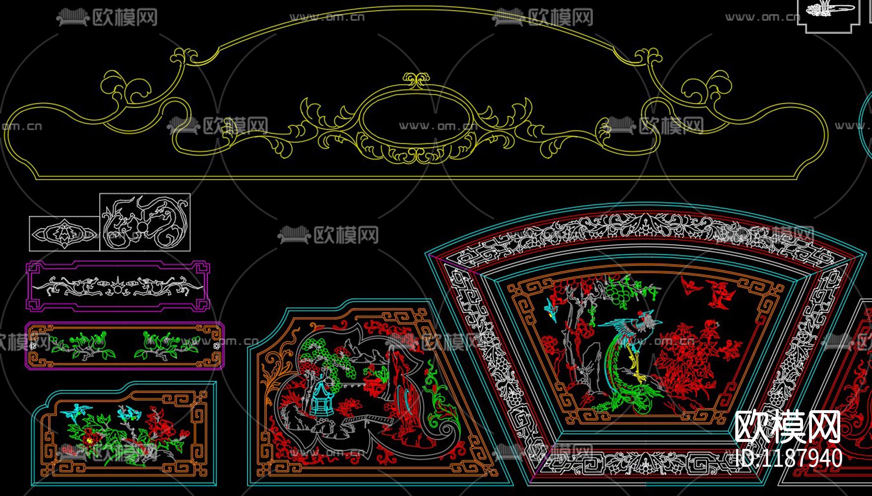 中式雕花CAD图库下载（渲染图4）