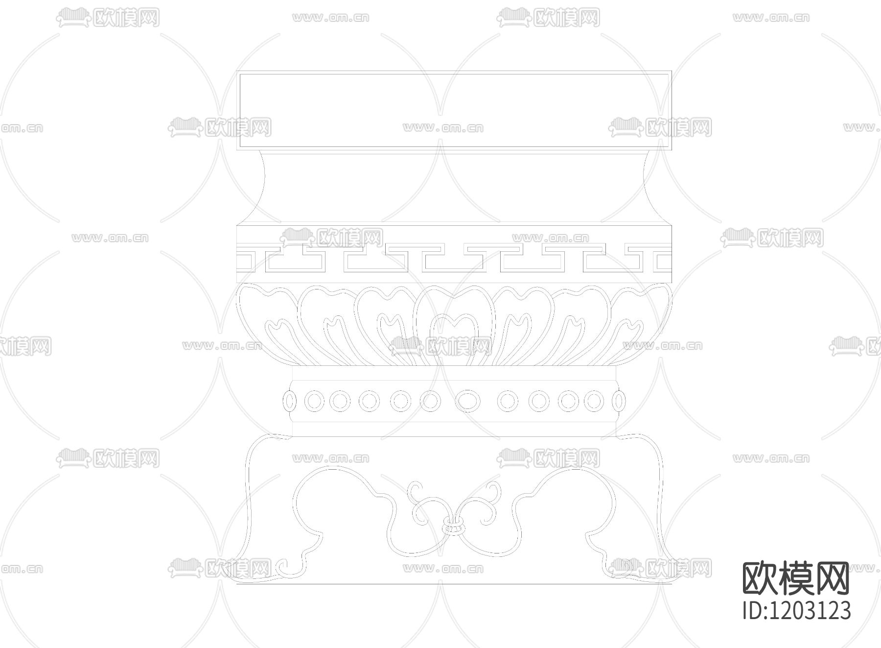 中式柱头的样式及详图下载（渲染图1）