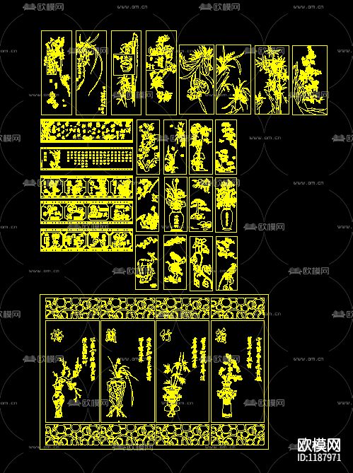 新中式风格装饰画下载（渲染图1）