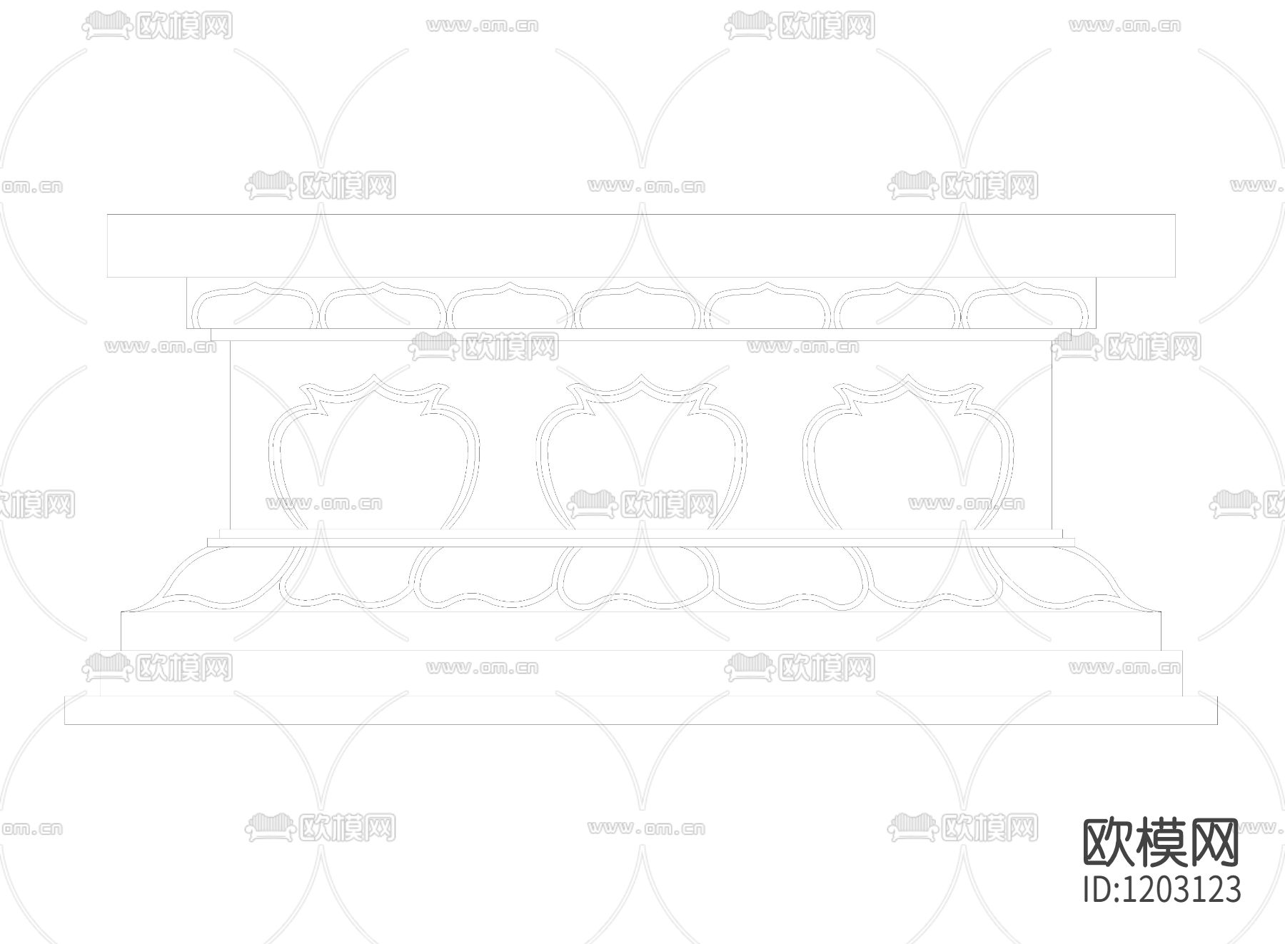 中式柱头的样式及详图下载（渲染图5）
