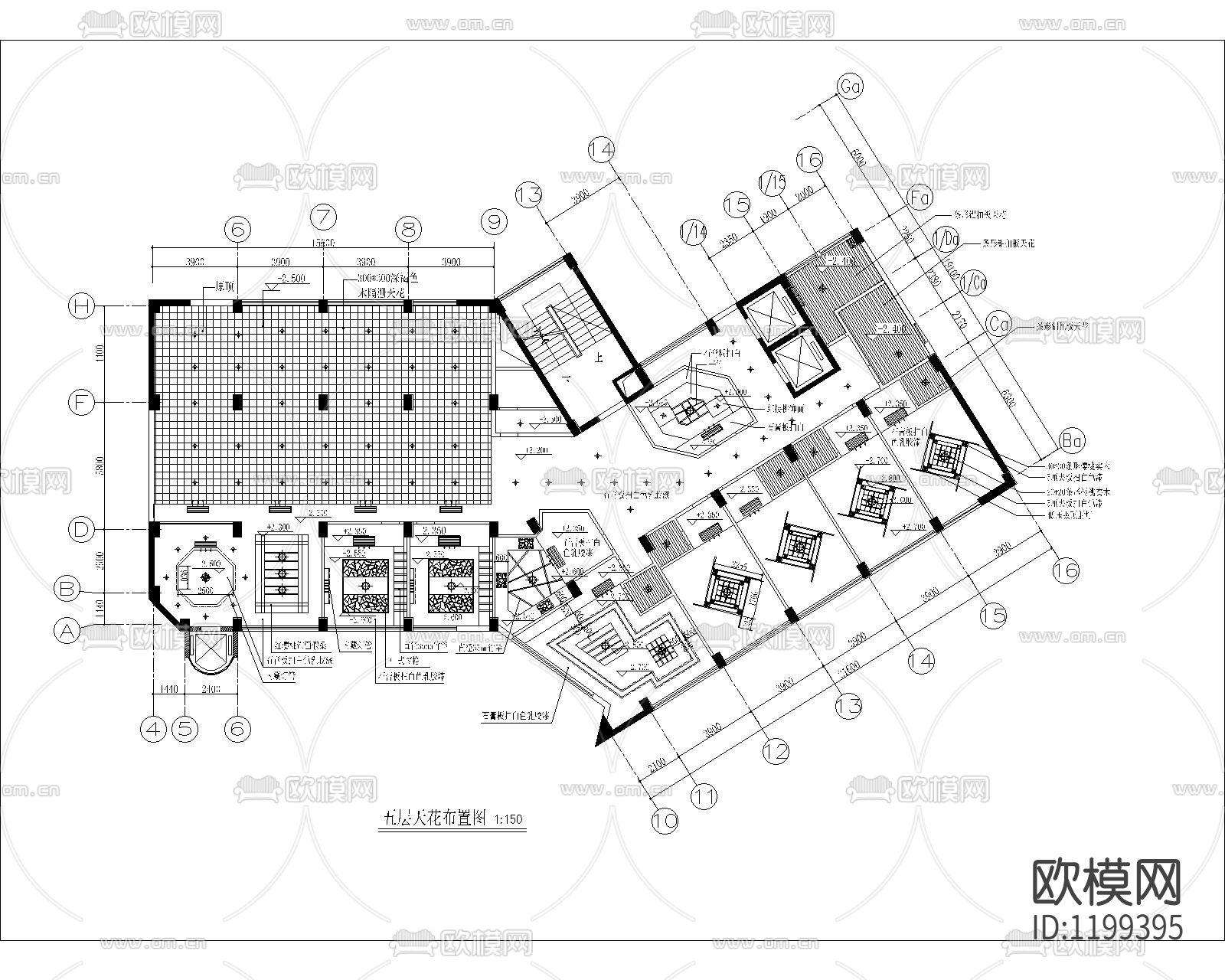 酒店平面图立面图剖面图下载（渲染图2）