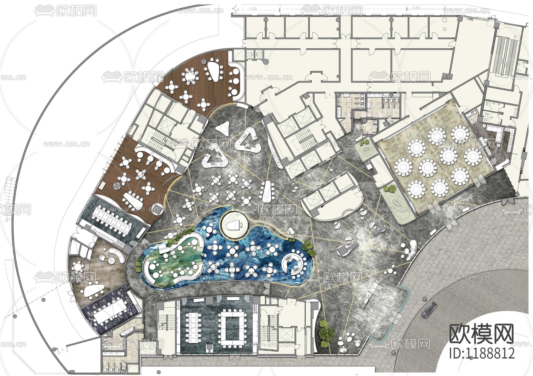 180套酒店平面方案合集下载（渲染图5）