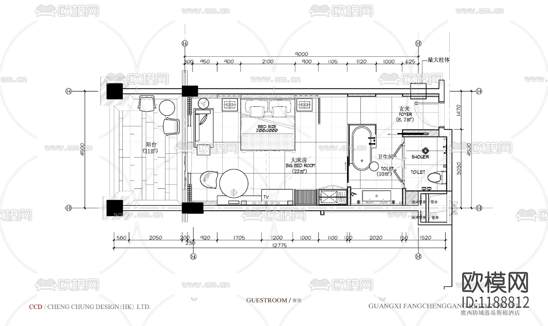 180套酒店平面方案合集下载（渲染图10）