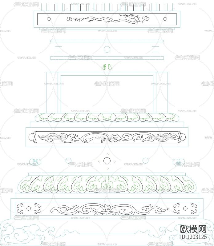 中式柱图块下载（渲染图2）