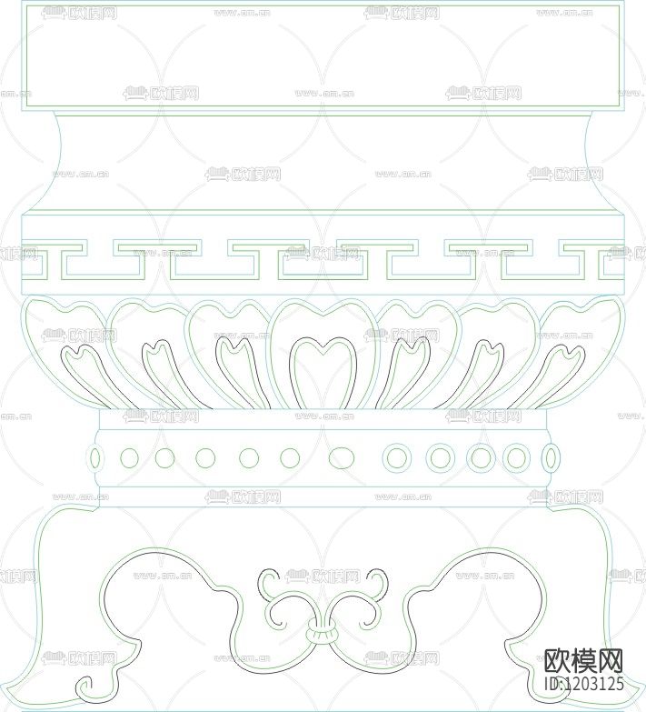 中式柱图块下载（渲染图1）