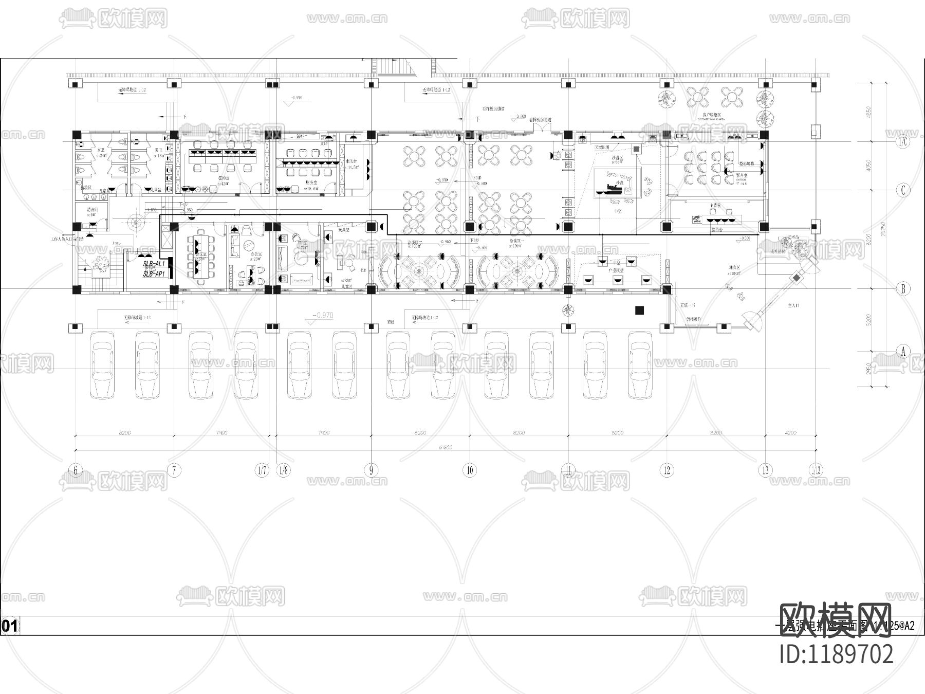 售楼处一层电气插座平面图下载（渲染图1）