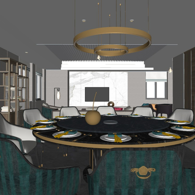  现代酒店包房su模型 