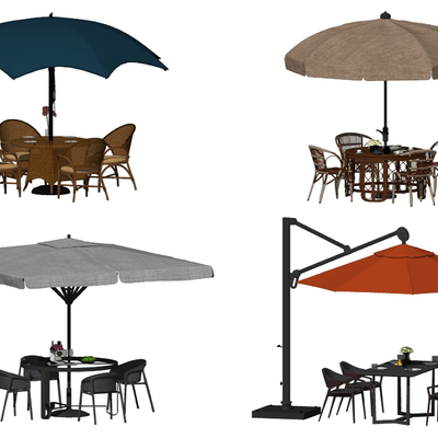  现代户外遮阳伞su模型 