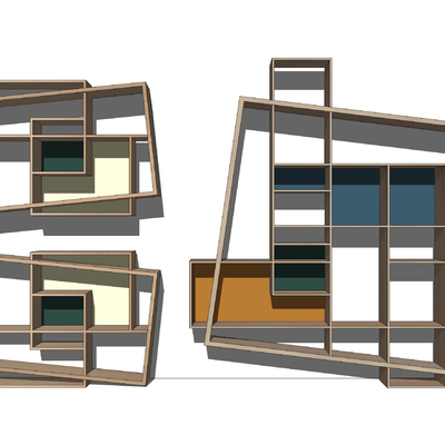  现代儿童创意书架su模型 