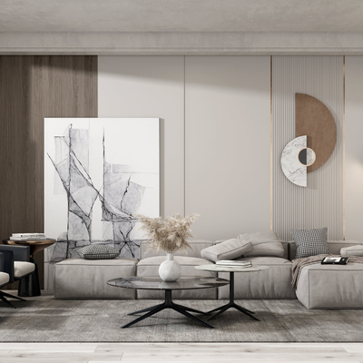  现代布艺组合沙发su模型 