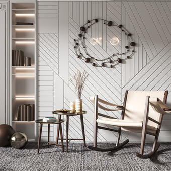 北欧皮革摇椅边几3d模型