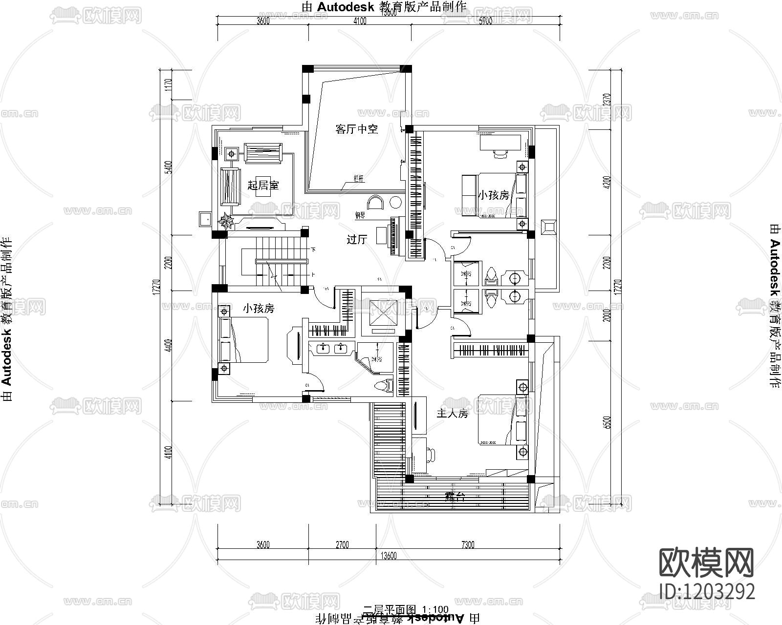 别墅及庭院布局图下载（渲染图2）