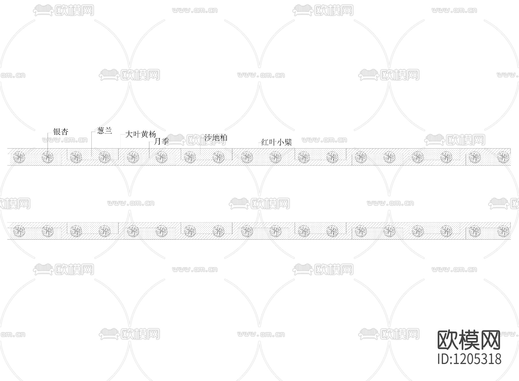 绿化设计道路标准段下载（渲染图3）