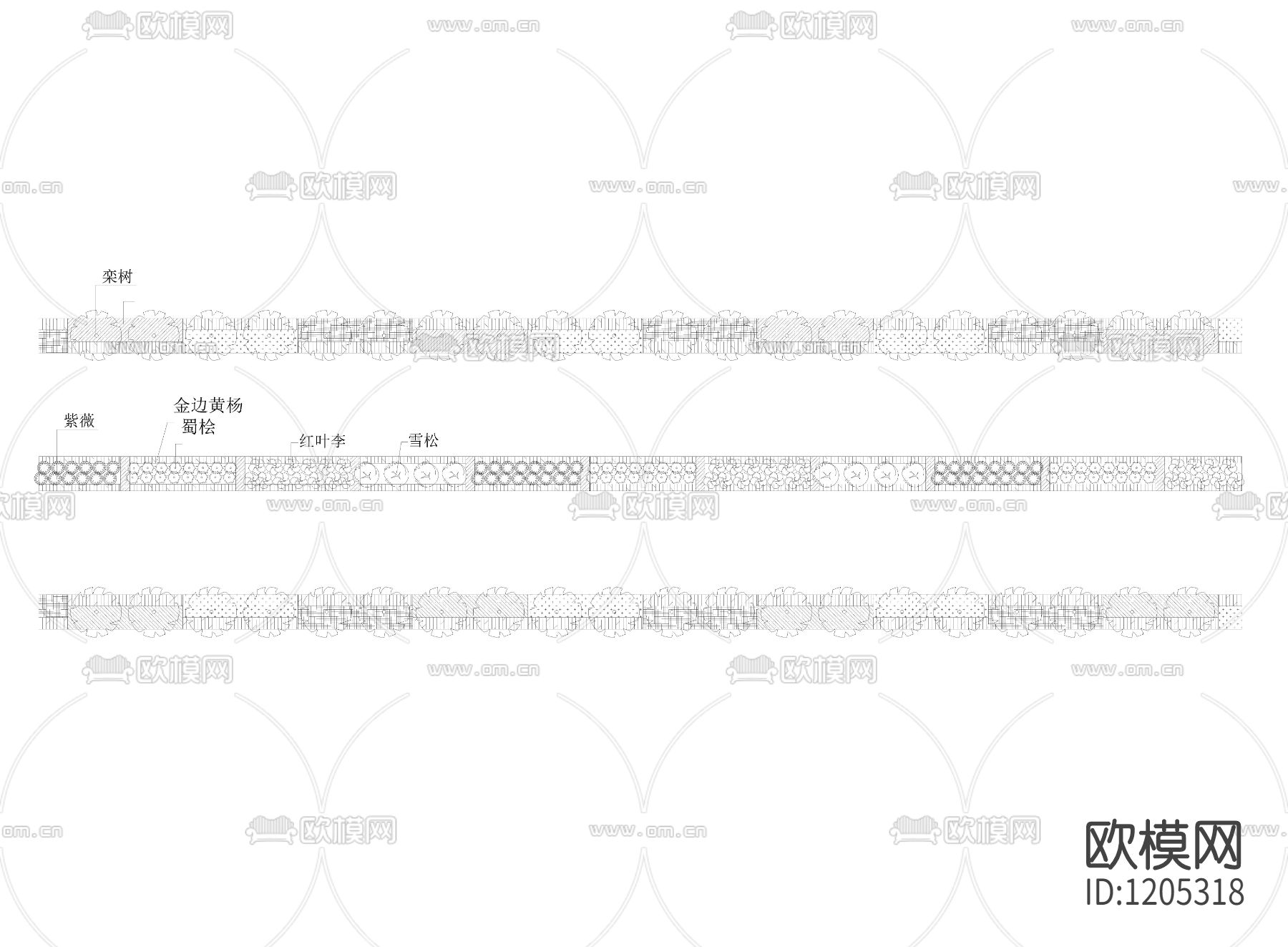 绿化设计道路标准段下载（渲染图2）