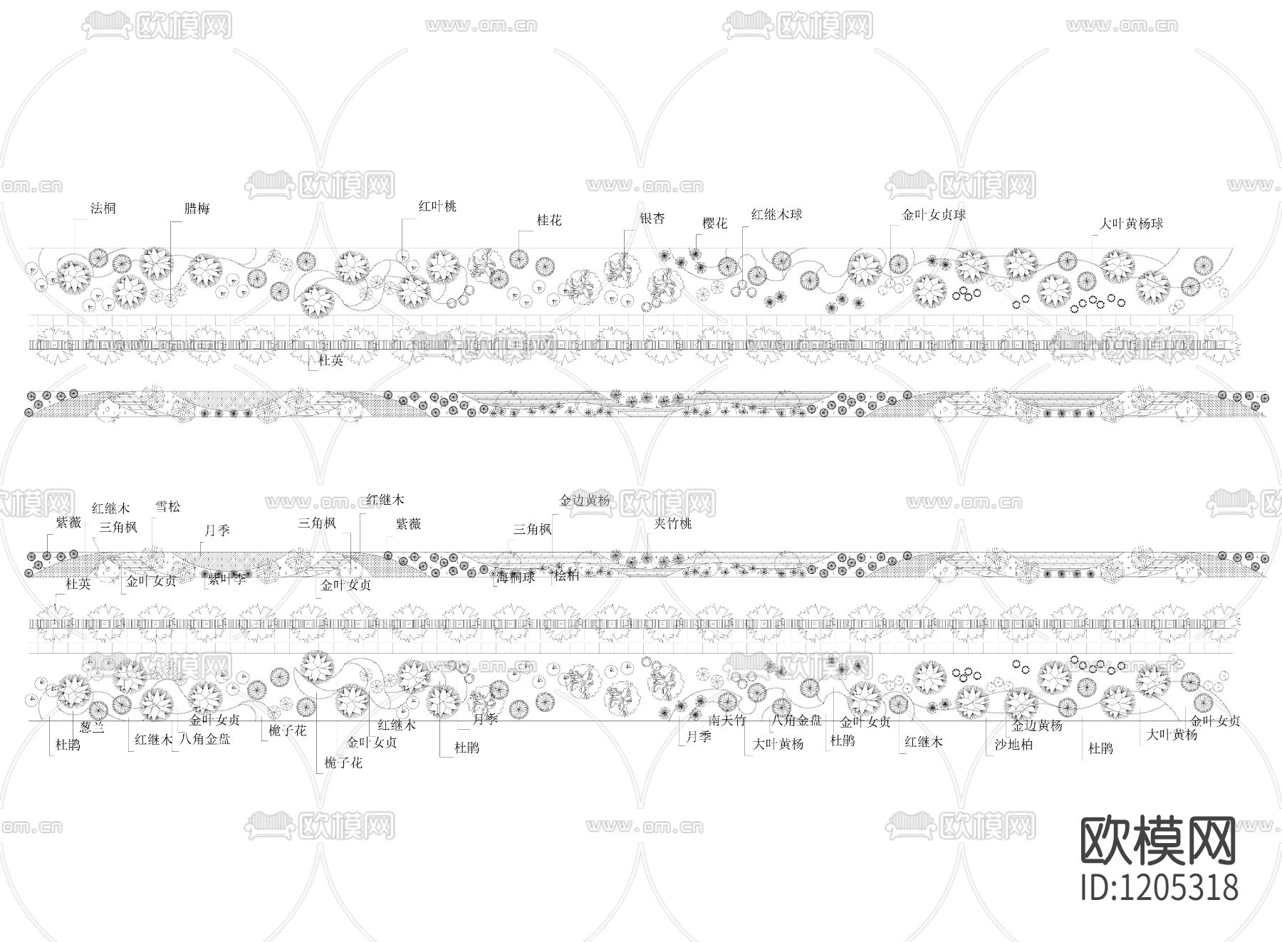 绿化设计道路标准段下载（渲染图4）