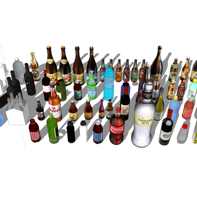  现代酒水饮料瓶子su模型 