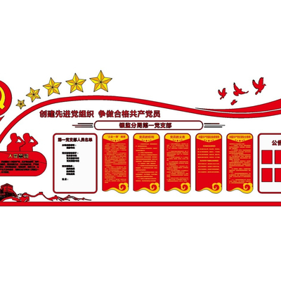  现代党建宣传栏文化墙su模型 