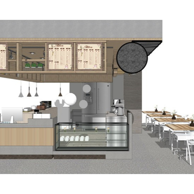  现代奶茶店操作台su模型 