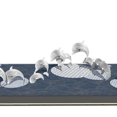 现代水景雕塑小品su模型